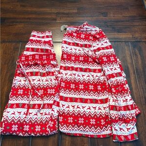 Cozy Fleece Lined Red and White Holiday Pajama Set